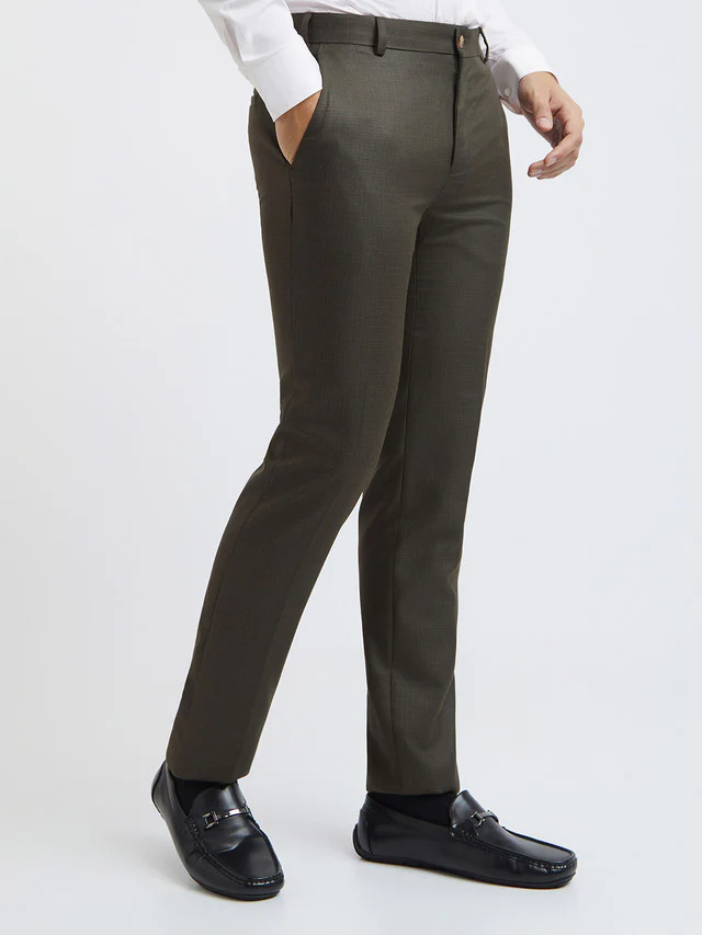 Raymond Brown Structure Slim Fit Polyester Blend Trouser - Image 2