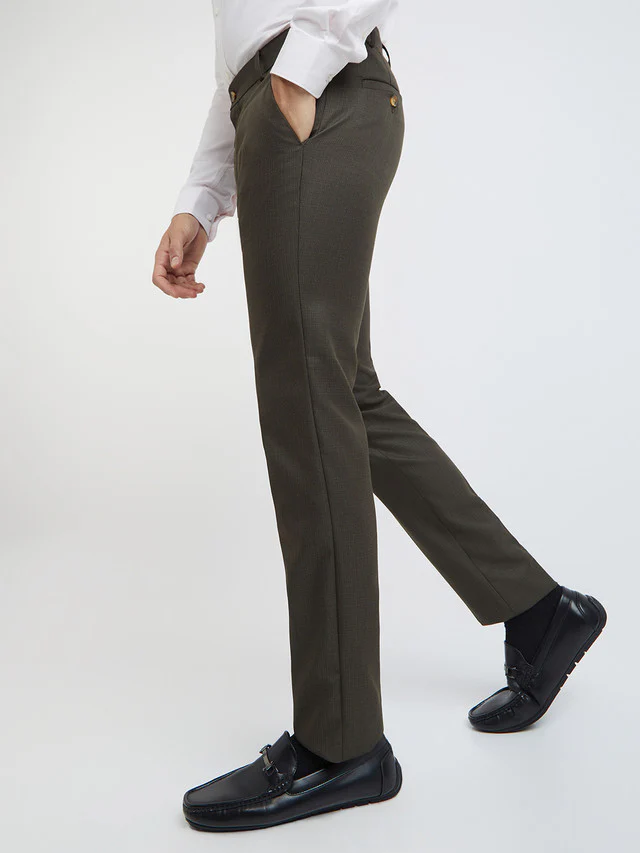 Raymond Brown Structure Slim Fit Polyester Blend Trouser - Image 3