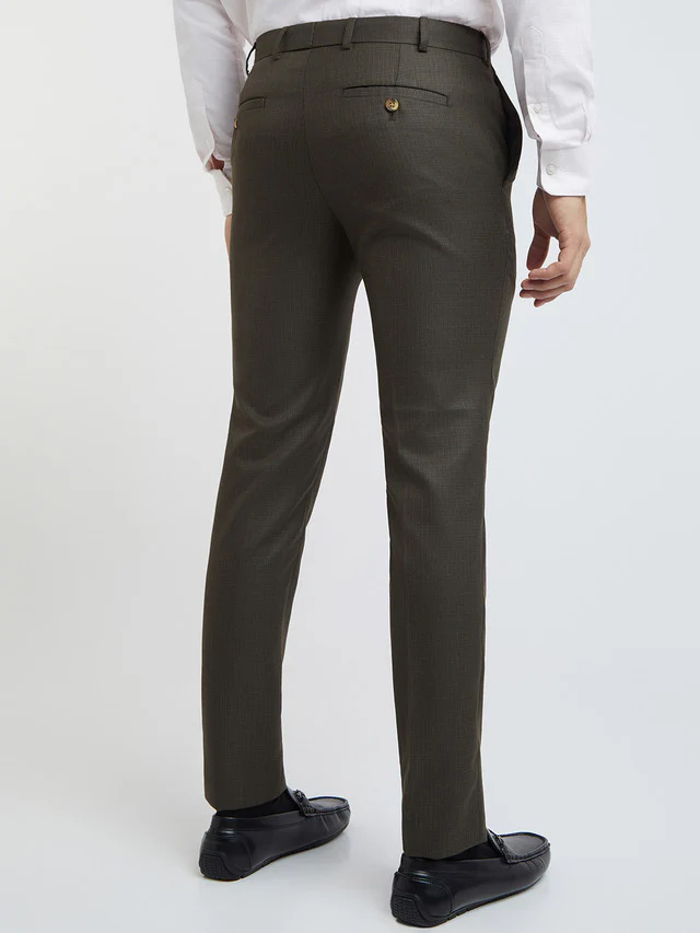 Raymond Brown Structure Slim Fit Polyester Blend Trouser - Image 5