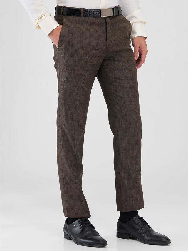 Raymond Brown Structure Slim Fit Polyester Blend Trouser - Image 2