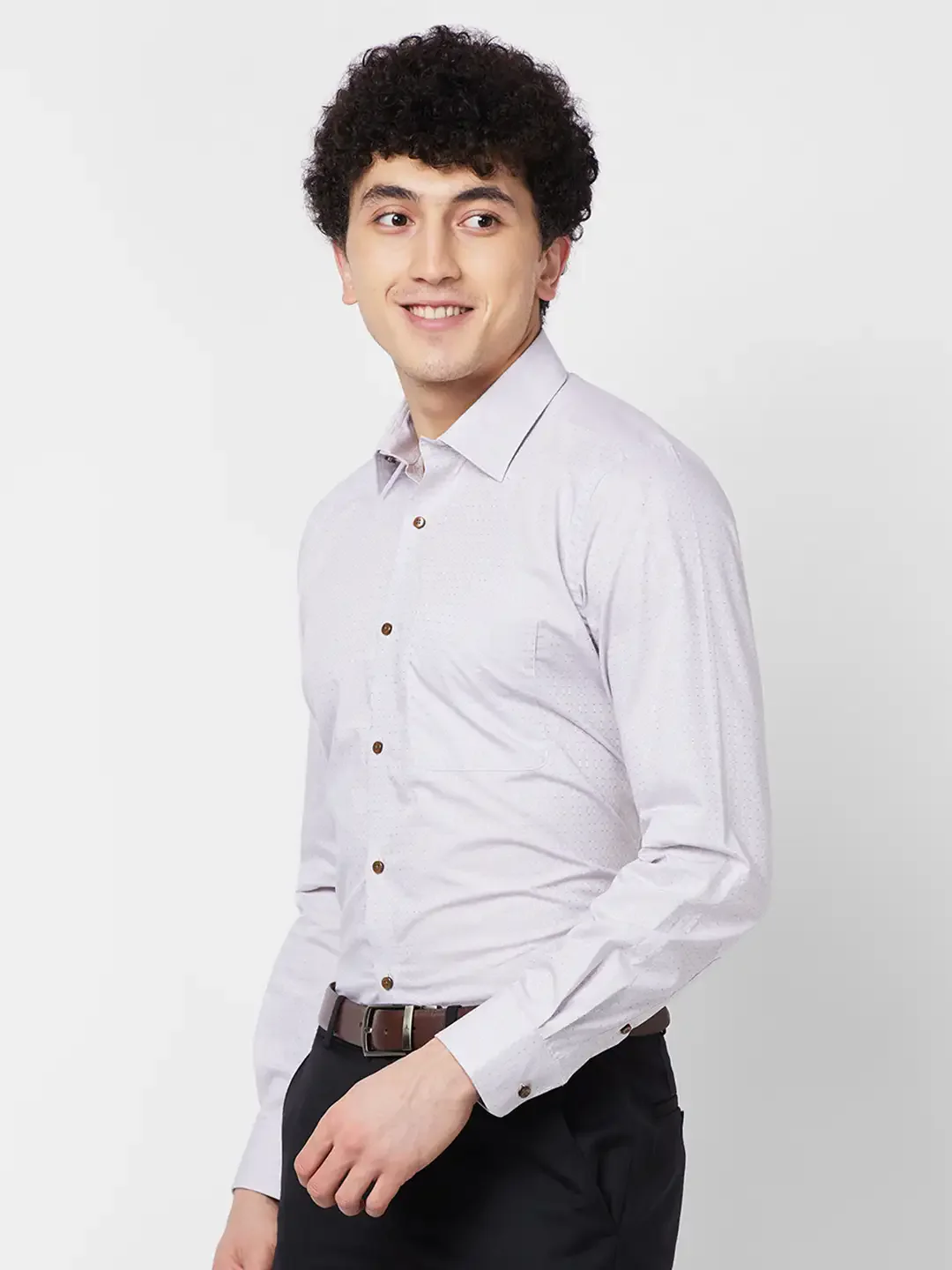 Raymond Men Brown Contemporary Fit Solid Formal Shirt - Image 3