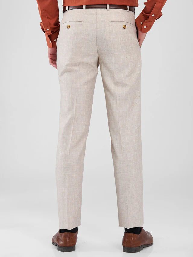 Raymond Brown Checks Slim Fit Polyester Blend Trouser - Image 5