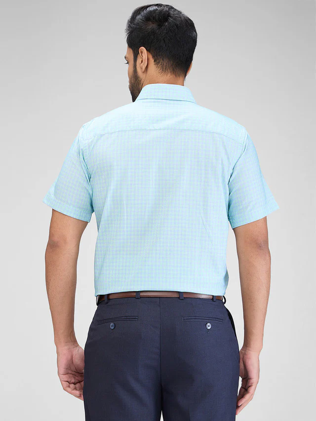 Raymond Green Checks Contemporary Fit Cotton Formal Shirt - Image 4