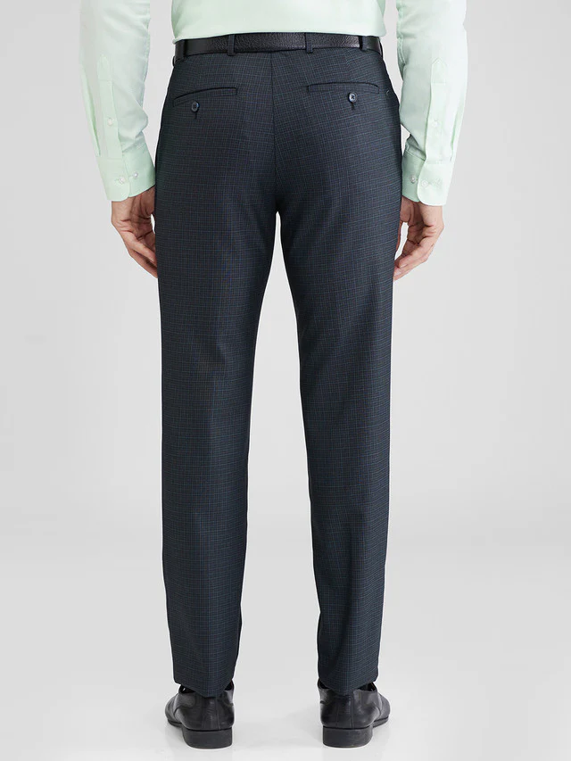 Raymond Green Checks Slim Fit Polyester Blend Trouser - Image 4