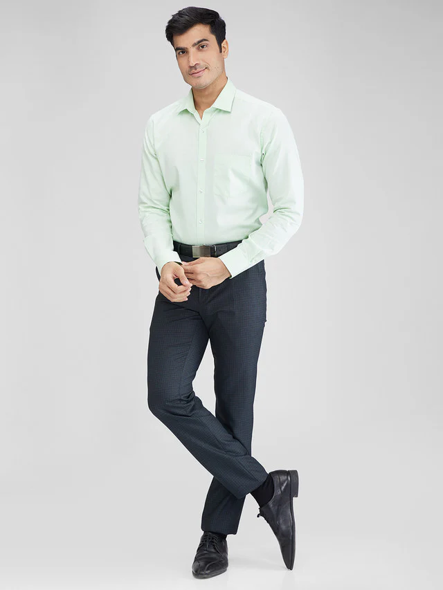 Raymond Green Checks Slim Fit Polyester Blend Trouser - Image 5