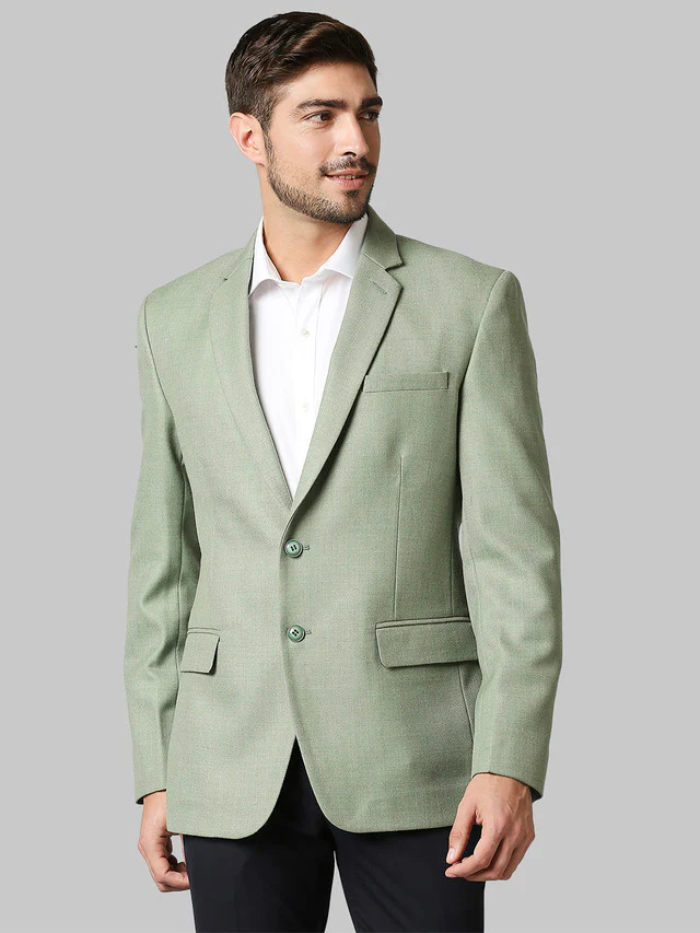 Raymond Green Solid Contemporary Fit Polyester Blend Blazer