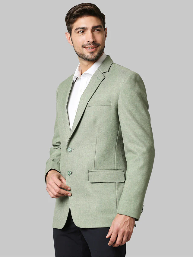 Raymond Green Solid Contemporary Fit Polyester Blend Blazer - Image 3