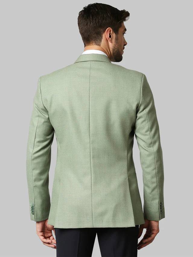 Raymond Green Solid Contemporary Fit Polyester Blend Blazer - Image 4