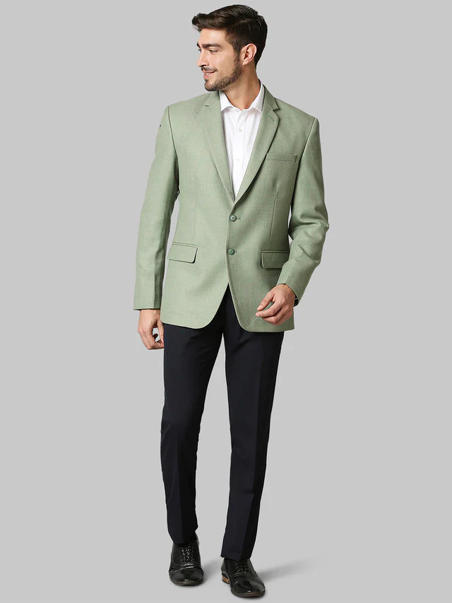 Raymond Green Solid Contemporary Fit Polyester Blend Blazer - Image 5
