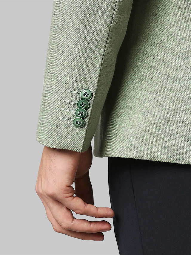 Raymond Green Solid Contemporary Fit Polyester Blend Blazer - Image 7
