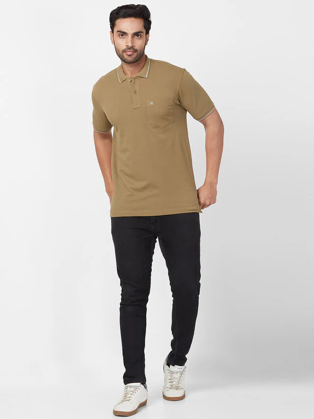Raymond Green Solid Modern Fit Cotton T-Shirt - Image 5