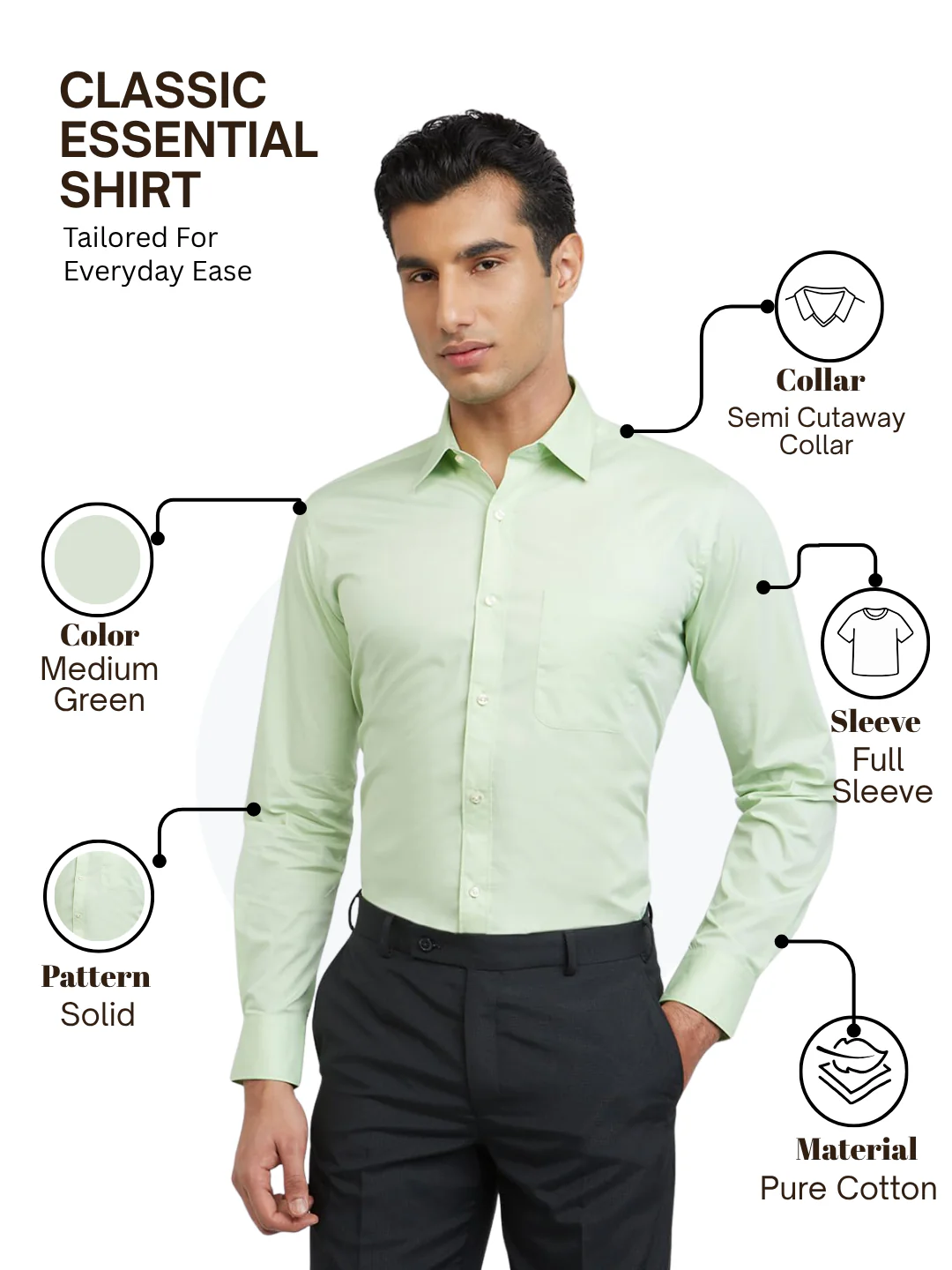 Raymond Men Green Regular Fit Solid Formal Shirt - Image 4