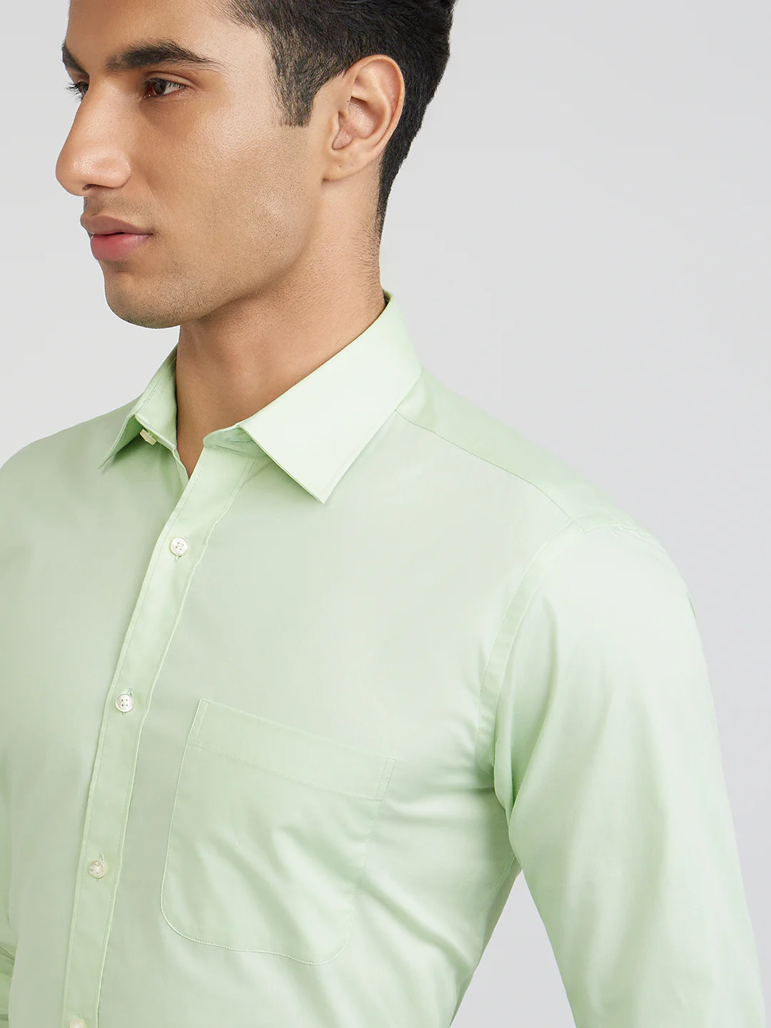 Raymond Men Green Regular Fit Solid Formal Shirt - Image 8