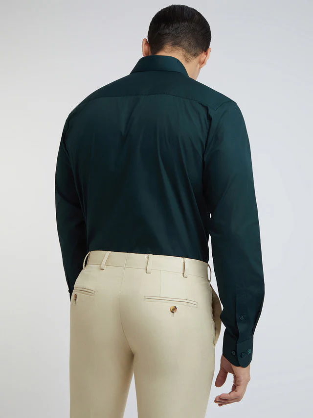 Raymond Green Solid Regular Fit Cotton Formal Shirt - Image 4