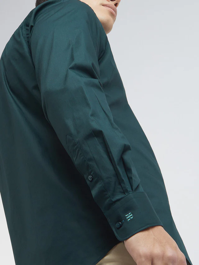 Raymond Green Solid Regular Fit Cotton Formal Shirt - Image 7