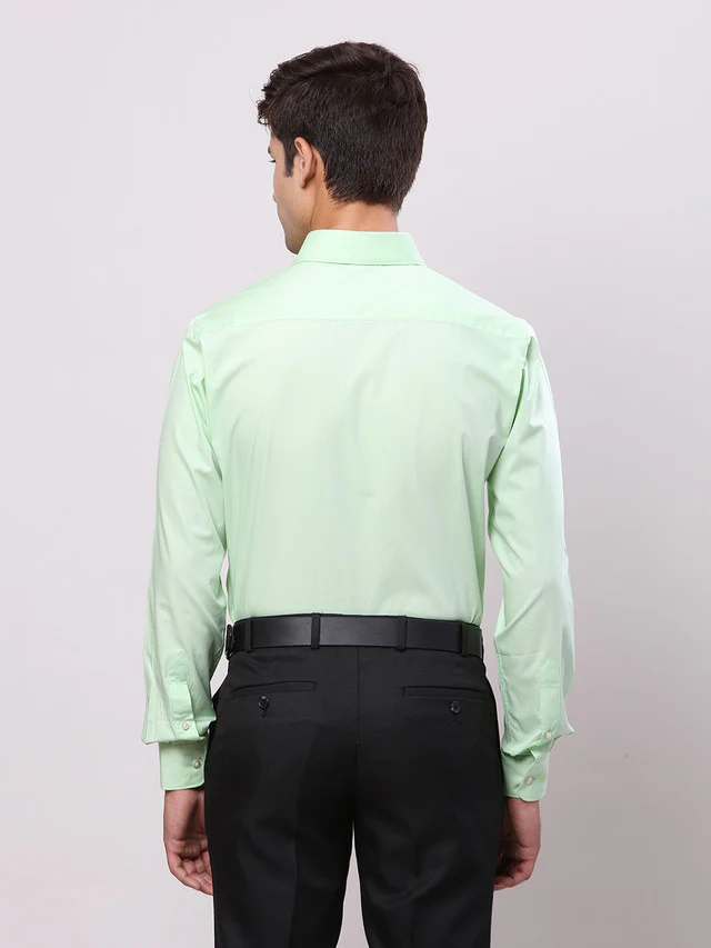 Raymond Green Solid Slim Fit Cotton Formal Shirt - Image 4