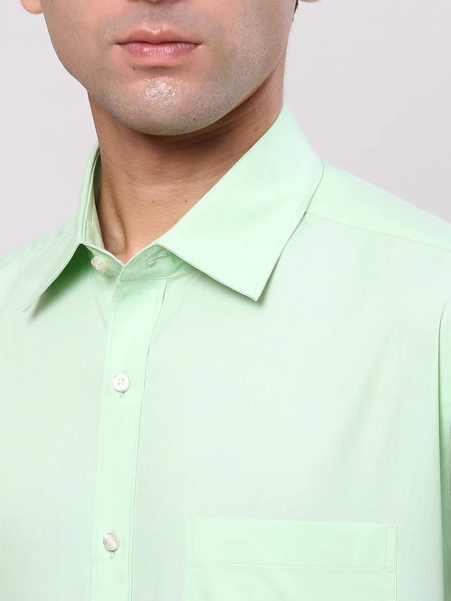 Raymond Green Solid Slim Fit Cotton Formal Shirt - Image 6