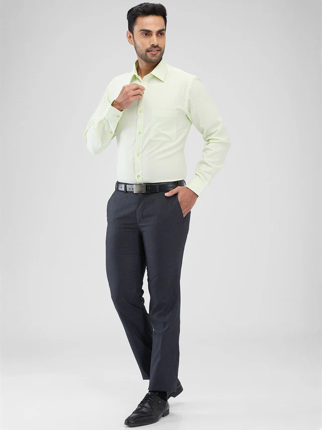 Raymond Green Solid Slim Fit Cotton Formal Shirt - Image 6