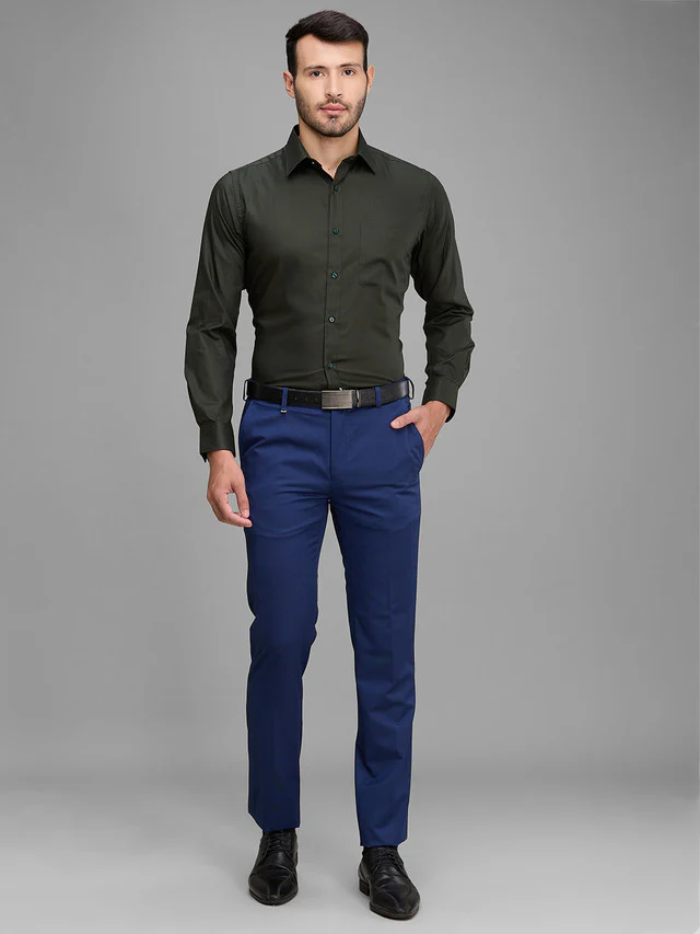 Raymond Men Green Slim Fit Solid Formal Shirt - Image 5