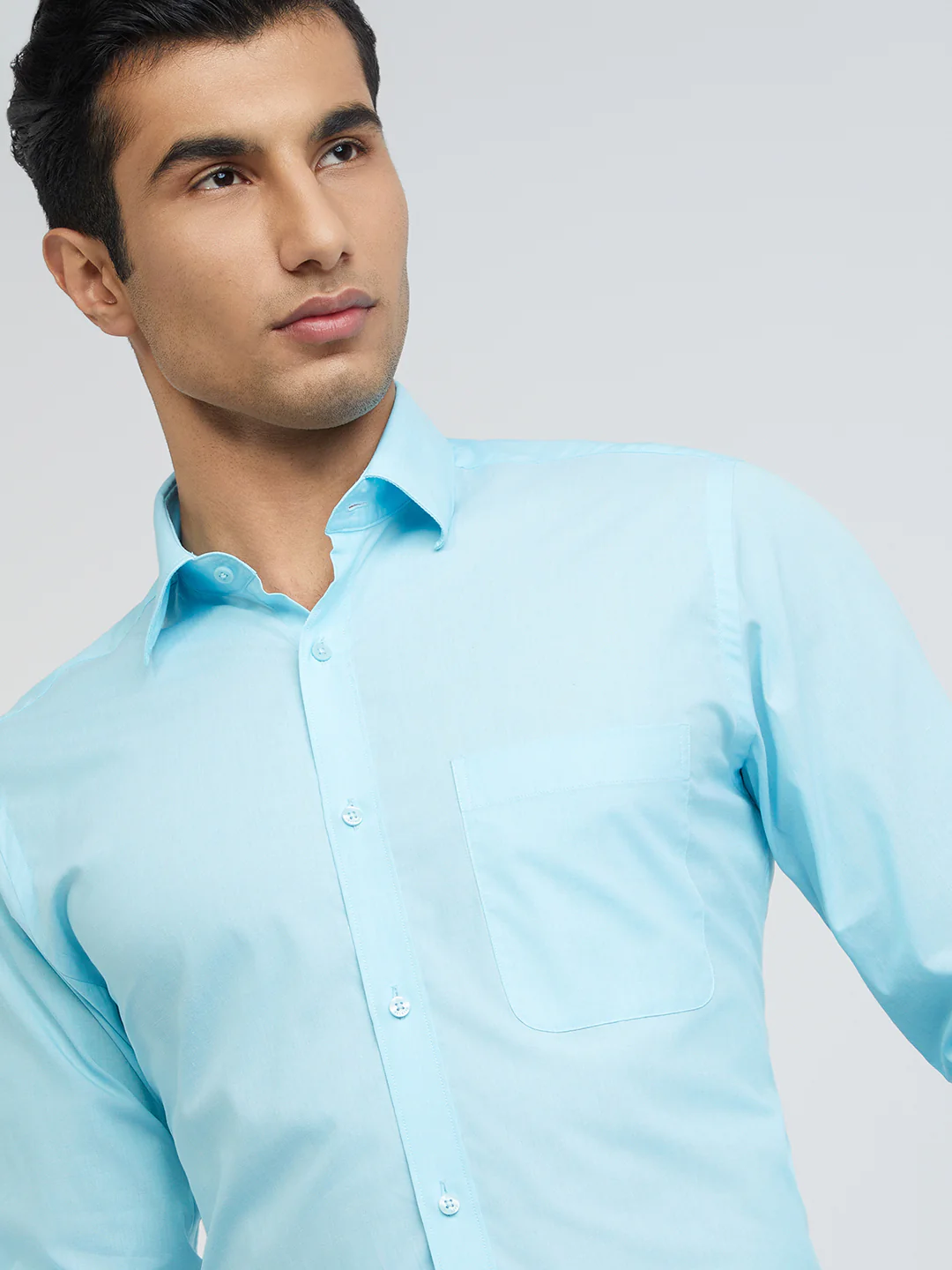 Raymond Green Solid Slim Fit Full Sleeve Cotton Shirt - Image 7