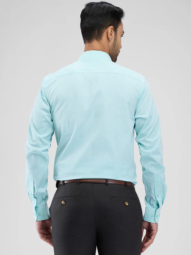 Raymond Green Stripe Slim Fit Cotton Formal Shirt - Image 4