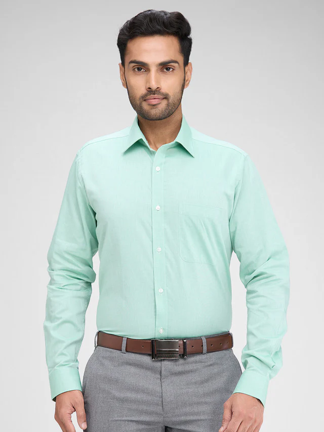 Raymond Green Structure Slim Fit Full Sleeve Cotton Shirt