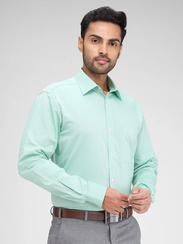 Raymond Green Structure Slim Fit Full Sleeve Cotton Shirt - Image 2