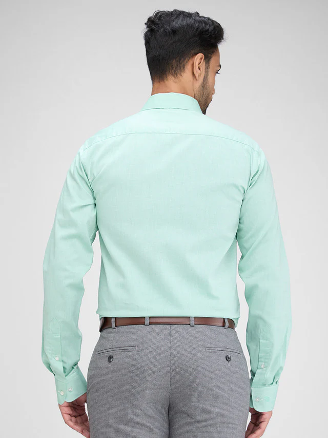 Raymond Green Structure Slim Fit Full Sleeve Cotton Shirt - Image 4
