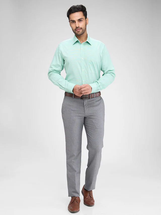 Raymond Green Structure Slim Fit Full Sleeve Cotton Shirt - Image 5
