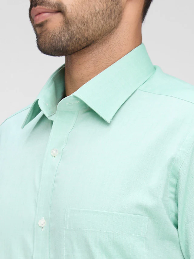 Raymond Green Structure Slim Fit Full Sleeve Cotton Shirt - Image 6