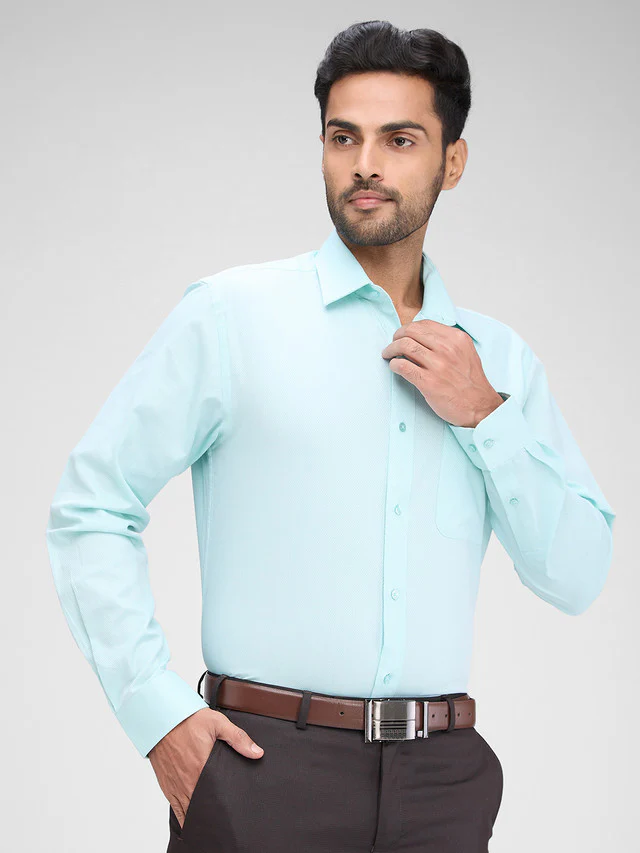 Raymond Green Structure Slim Fit Full Sleeve Cotton Shirt - Image 2