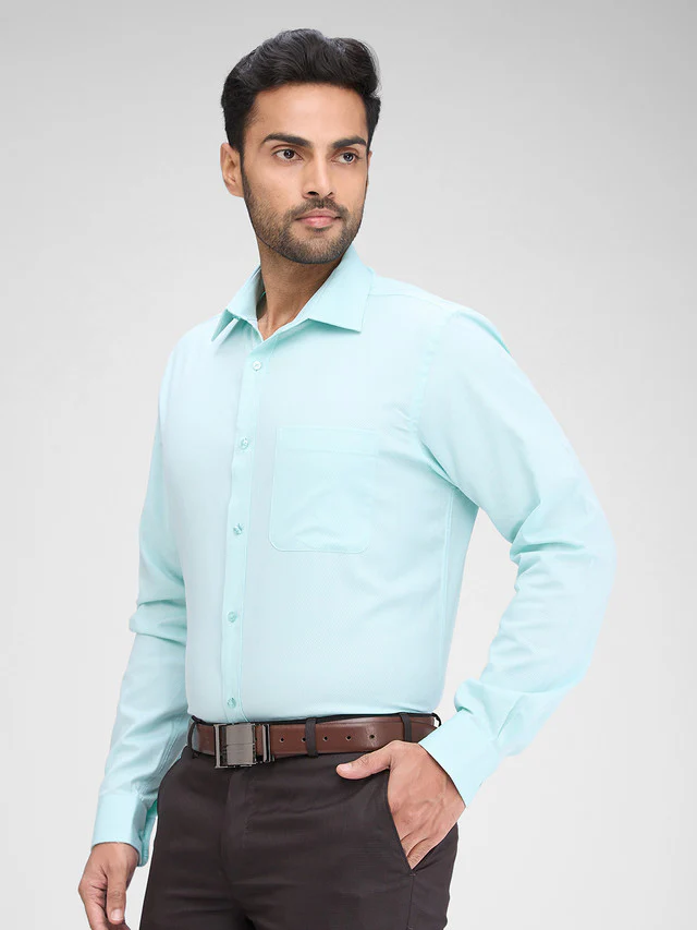 Raymond Green Structure Slim Fit Full Sleeve Cotton Shirt - Image 3