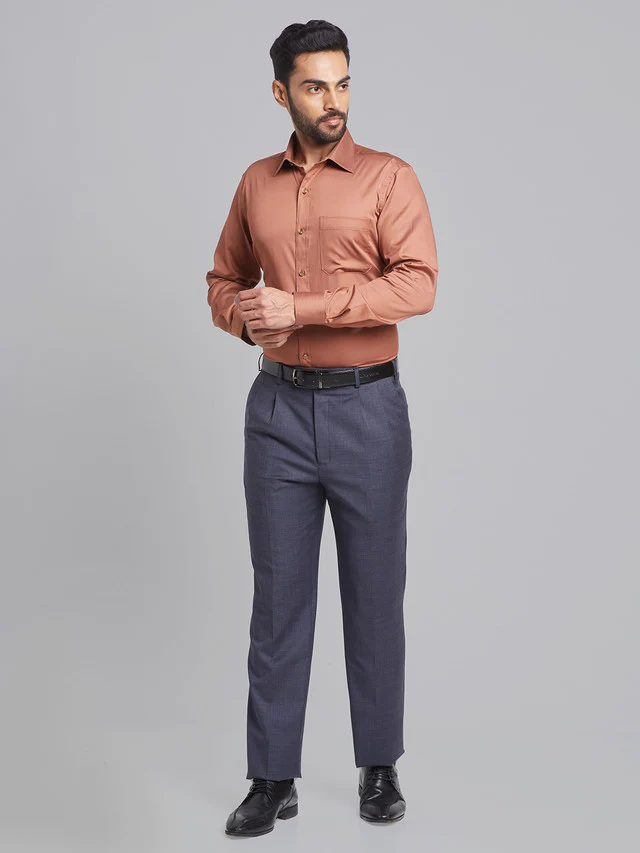 Raymond Grey Checks Classic Fit Wool Polyester Blend Trouser - Image 5