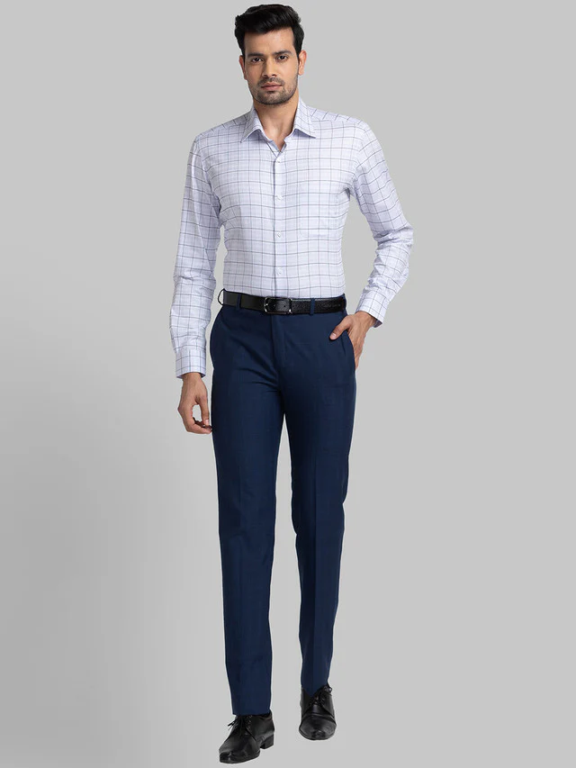 Raymond Grey Checks Contemporary Fit Cotton Formal Shirt - Image 5