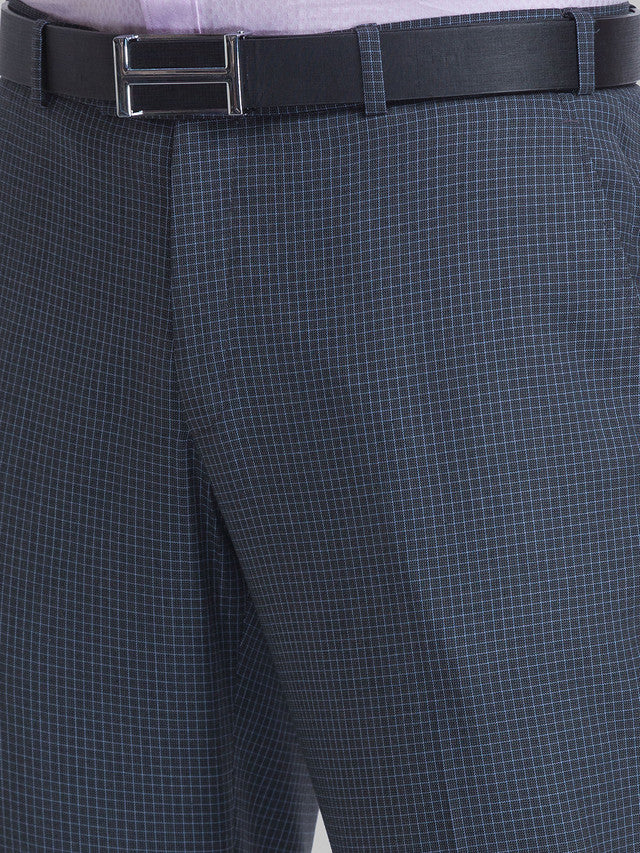 Raymond Grey Checks Contemporary Fit Polyester Blend Trouser - Image 6