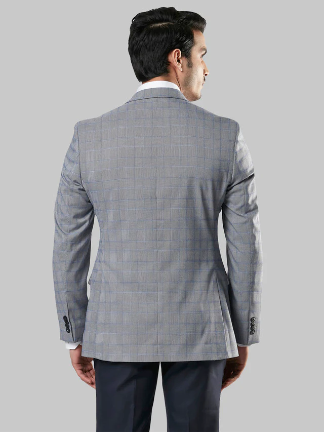 Raymond Grey Checks Regular Fit Terylene Blend Blazer - Image 4