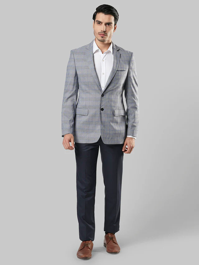 Raymond Grey Checks Regular Fit Terylene Blend Blazer - Image 5