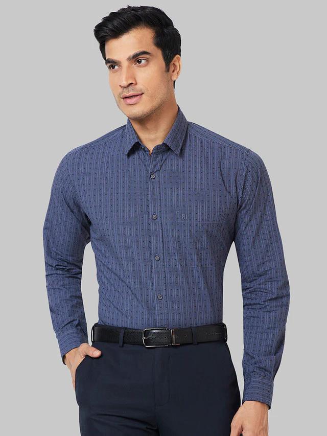 Raymond Grey Checks Slim Fit Cotton Casual Shirt
