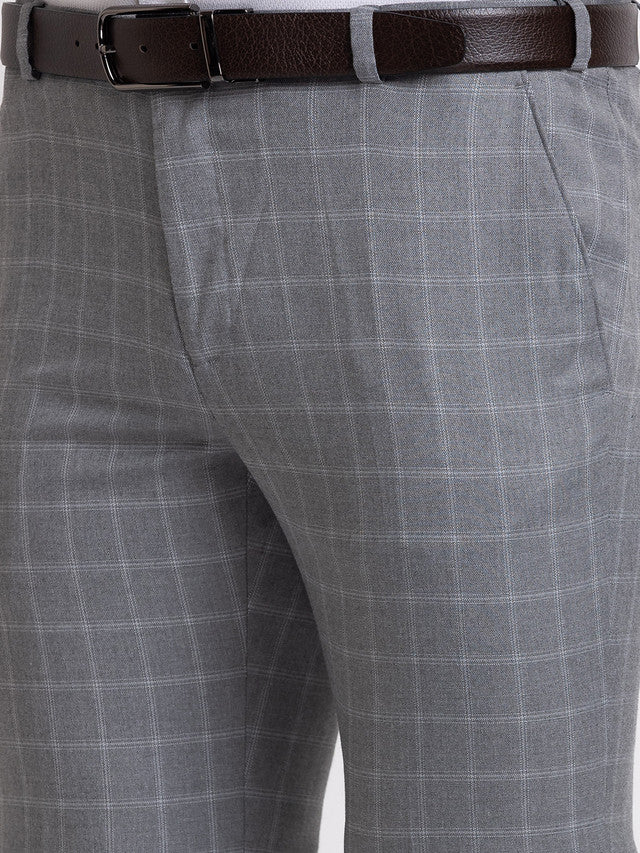 Raymond Grey Checks Slim Fit Polyester Blend Trouser - Image 6