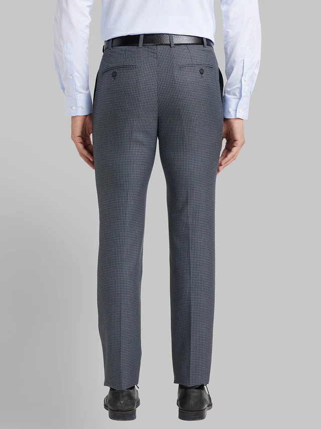 Raymond Grey Checks Slim Fit Polyester Blend Trouser - Image 4