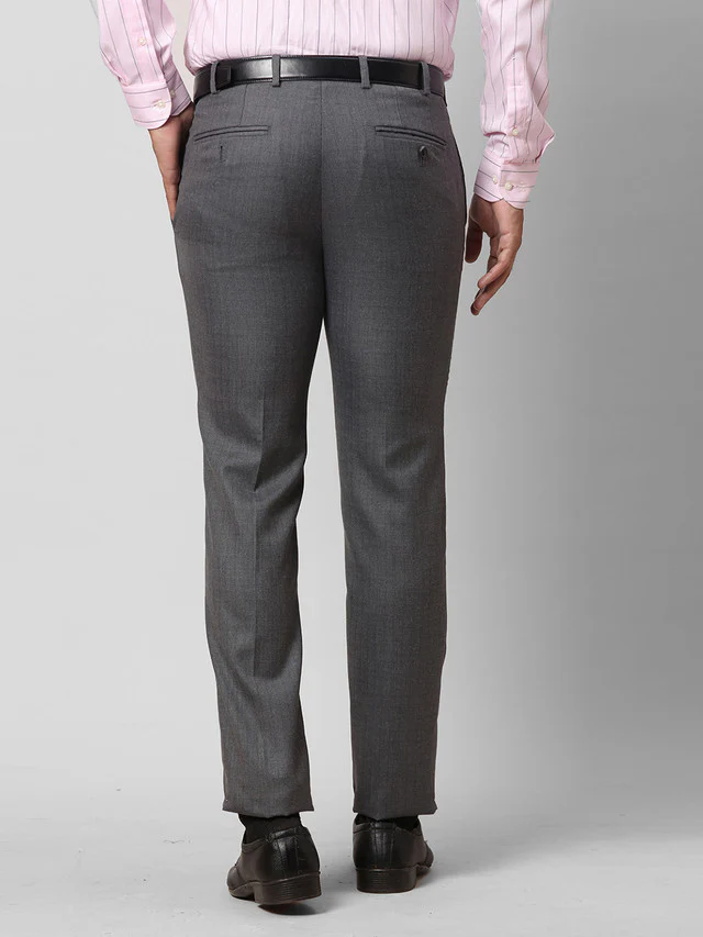 Raymond Grey Checks Slim Fit Polyester Blend Trouser - Image 4