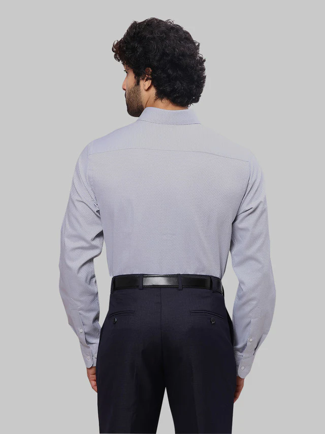 Raymond Grey Dobby Slim Fit Full Sleeve Cotton Shirt - Image 4