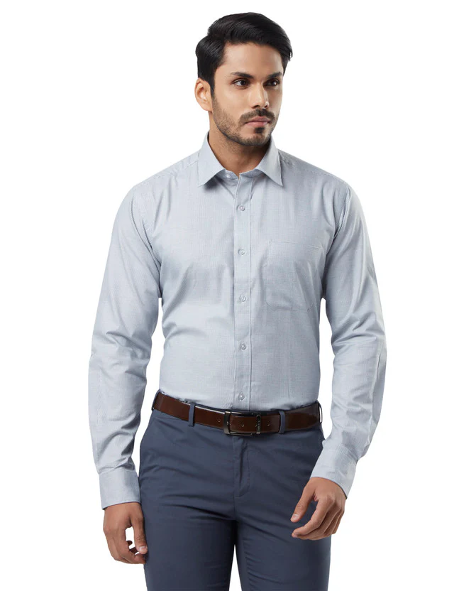 Raymond Grey Slim Fit Cotton Blend Formal Shirt