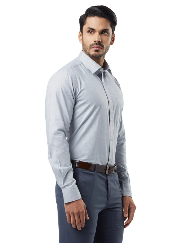 Raymond Grey Slim Fit Cotton Blend Formal Shirt - Image 2