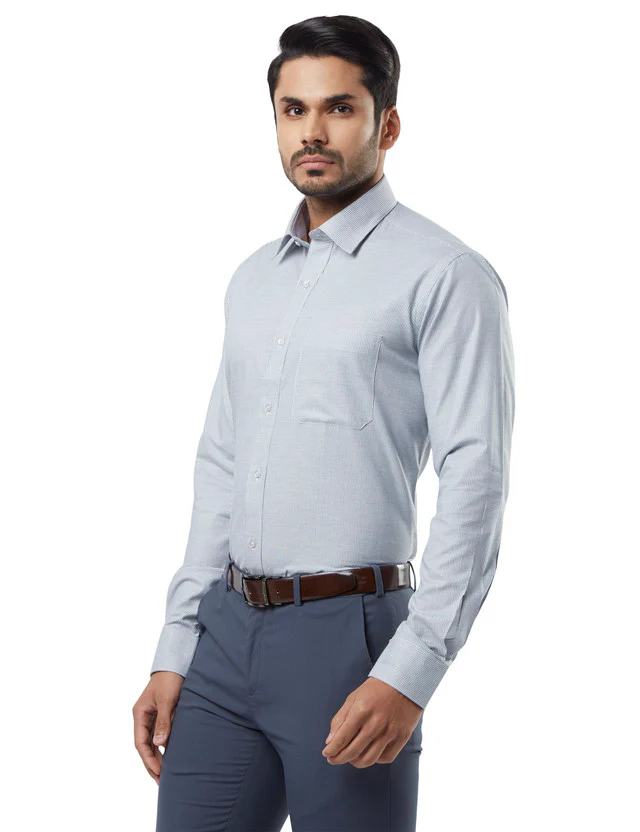 Raymond Grey Slim Fit Cotton Blend Formal Shirt - Image 3