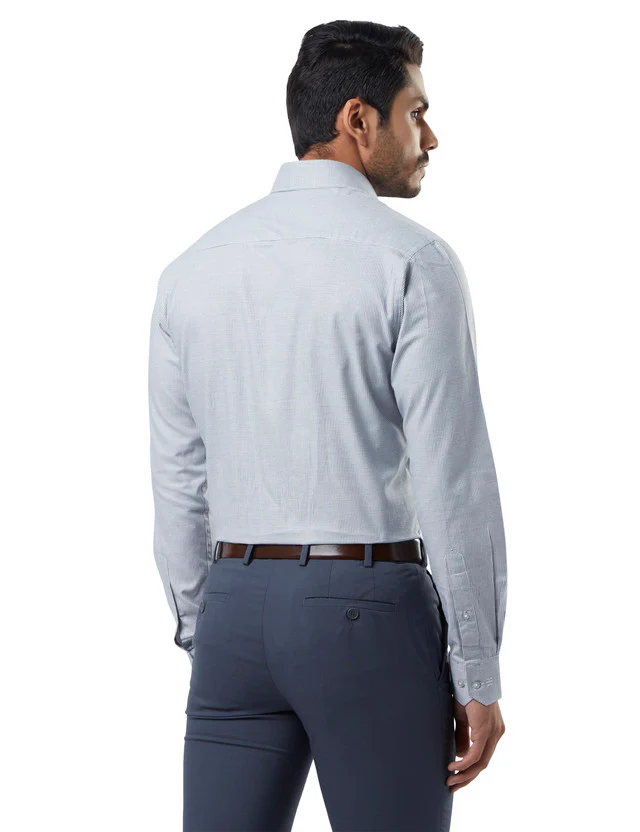 Raymond Grey Slim Fit Cotton Blend Formal Shirt - Image 4