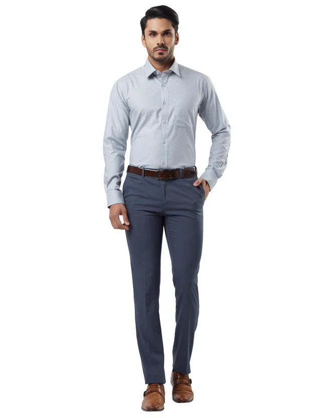 Raymond Grey Slim Fit Cotton Blend Formal Shirt - Image 5