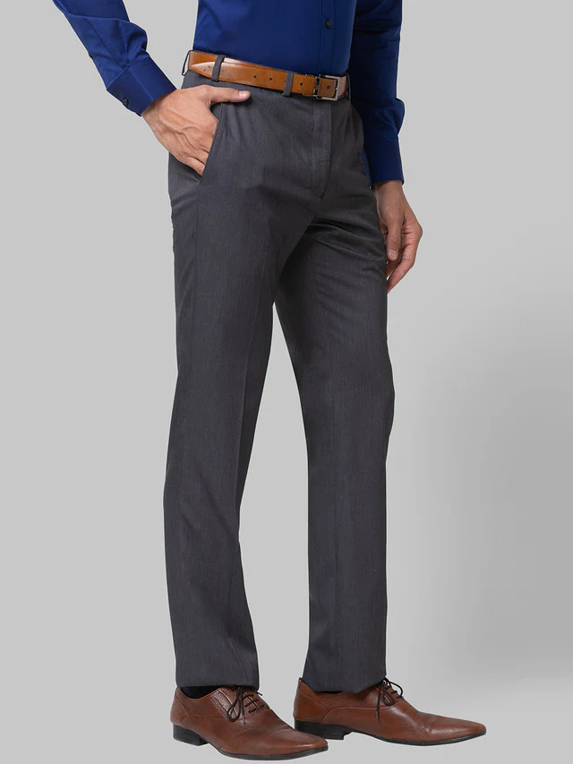 Raymond Grey Solid Contemporary Fit Terylene Blend Trouser - Image 2