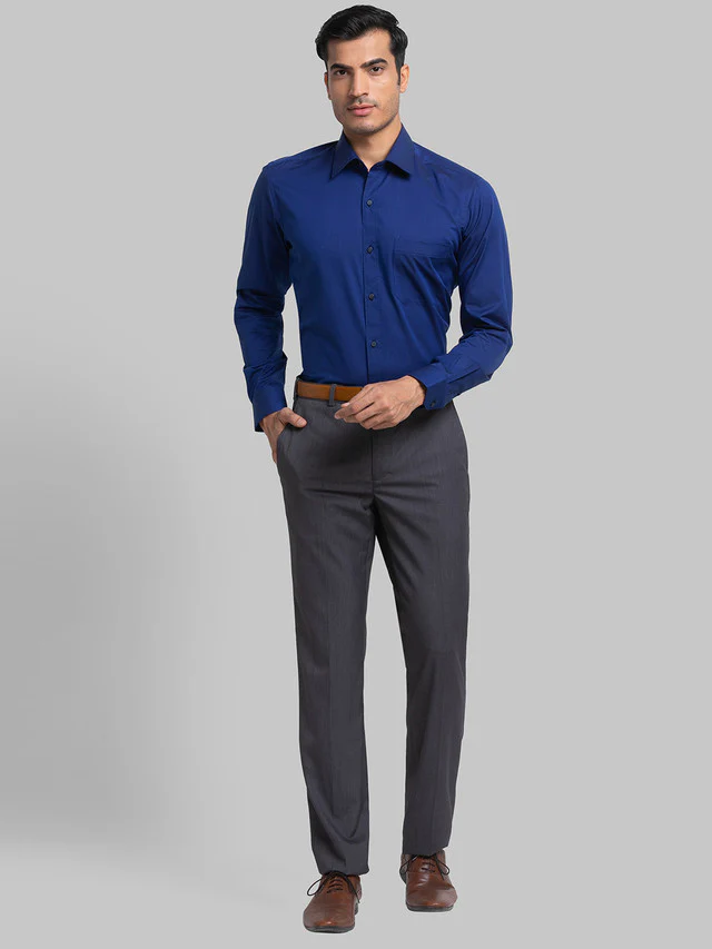 Raymond Grey Solid Contemporary Fit Terylene Blend Trouser - Image 5