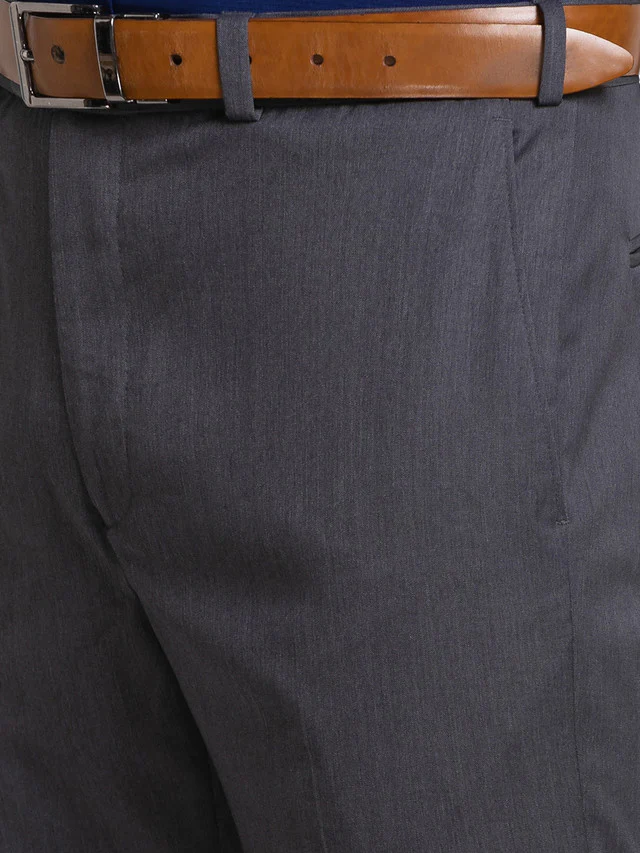 Raymond Grey Solid Contemporary Fit Terylene Blend Trouser - Image 6